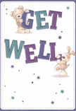 Bright and cheerful, this Beckton-inspired get well card bursts with playful optimism. The adorable figures of a plush teddy bear and a lively puppy seem to leap off the page, each joyfully holding and balancing the bold, vibrantly coloured letters of 'Get Well.' Deep indigo and peaceful teal tones dominate the text, providing an inviting contrast against the card's soft cream background-evocative of the gentle light that fills Beckton homes in early summer. Stars scattered in twinkling blues and purples lend a magical, hopeful twinkle reminiscent of childhood evenings spent near Beckton District Park. Their fur, so richly rendered, appears irresistibly soft; one can almost imagine wrapping up in a bear hug or a puppy's cuddle. This card is crafted to be more than a simple wish-it's a heartfelt gesture, delivering genuine comfort and encouragement to those in recovery throughout Beckton, echoing the warmth and care poured into every bouquet arranged by local florists.